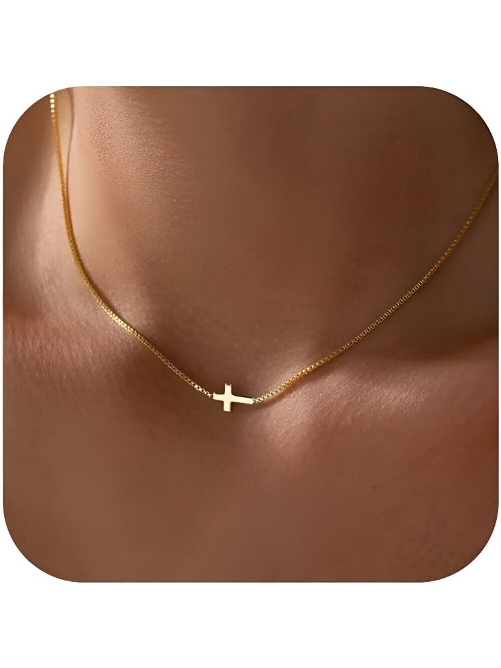 Cross Necklace for Women 14K Real Gold Silver Plated Dainty Small Cross Pendant